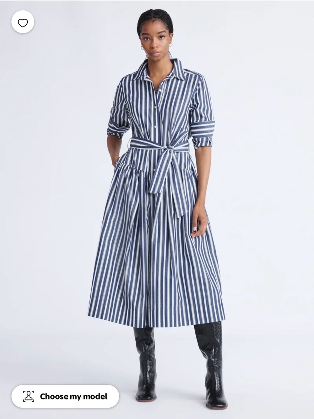 Free Assembly Cotton Maxi Shirtdress Belted Button Front Dress Pockets- Size 4-6